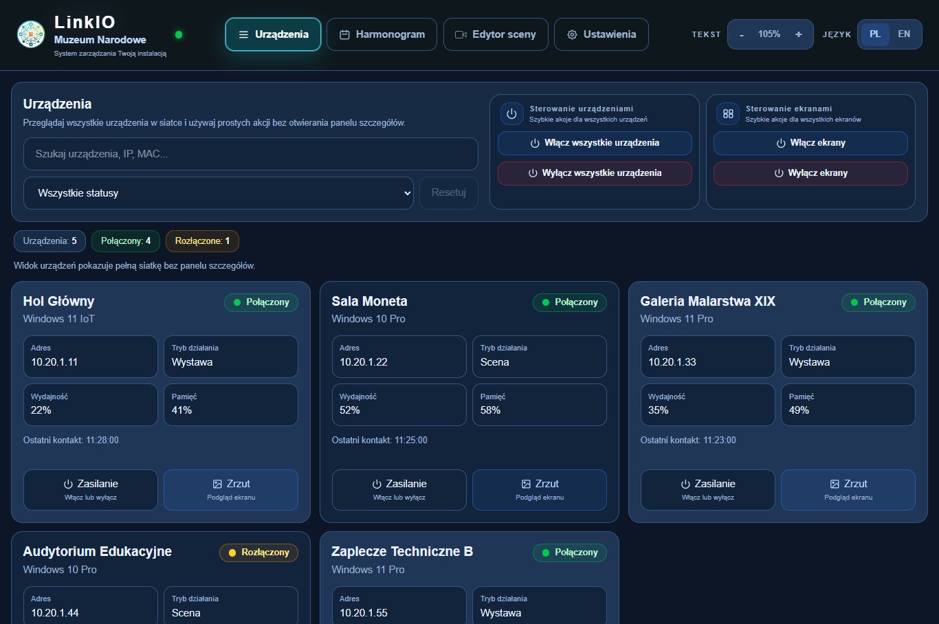 System Interface — Dashboard